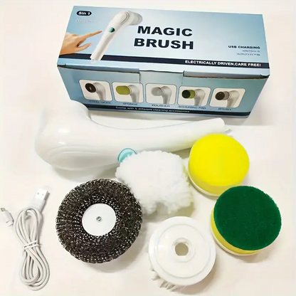 5in 1 Magic Brush with Different Cleaning Accessories Rechargeable